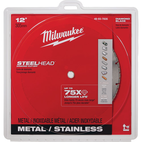 Steelhead Diamond Cut-Off Circular Saw Blade, 12", Metal Use Distribution Jean Lapalme
