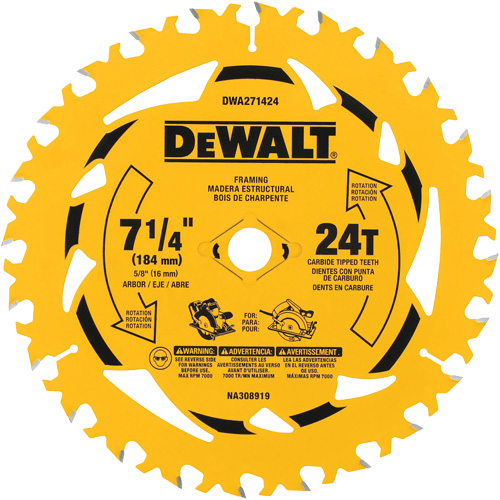 Circular Saw Blade, 7-1/4", 24 Teeth, Wood Use Distribution Jean Lapalme