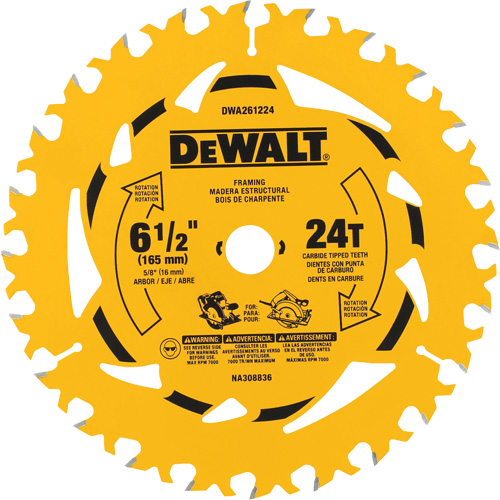 Lame de scie circulaire &agrave; charpente &agrave; pointe au carbure, 6-1/2", 24 dents, Pour Bois Distribution Jean Lapalme