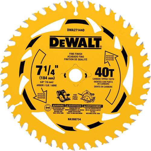 Lame de scie circulaire, 7-1/4", 40 dents, Pour Bois Distribution Jean Lapalme