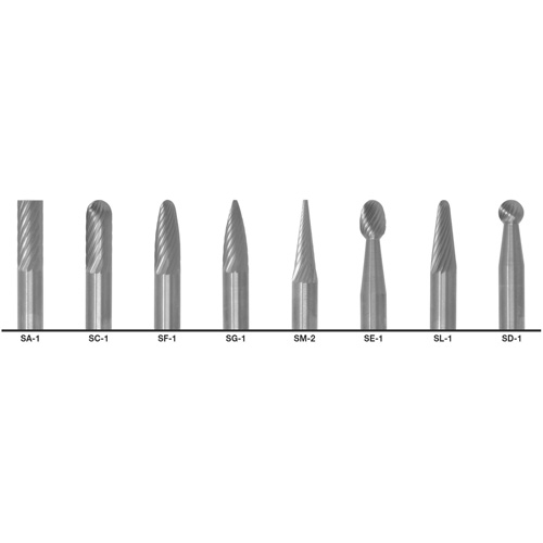 CLE-LINE 1855 Double Cut Carbide Burr Set, 8 Pieces Distribution Jean Lapalme