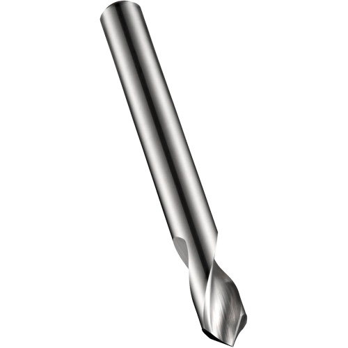 Spotting Drill, 10 mm, Carbide, 26 mm Flute, 90° Point Distribution Jean Lapalme