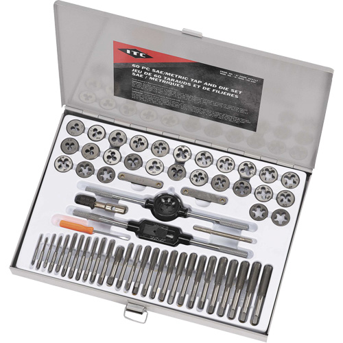 ITD-60C Jeu de tarauds et fili&egrave;res en alliage SAE/m&eacute;trique, 60 Morcea Distribution Jean Lapalme