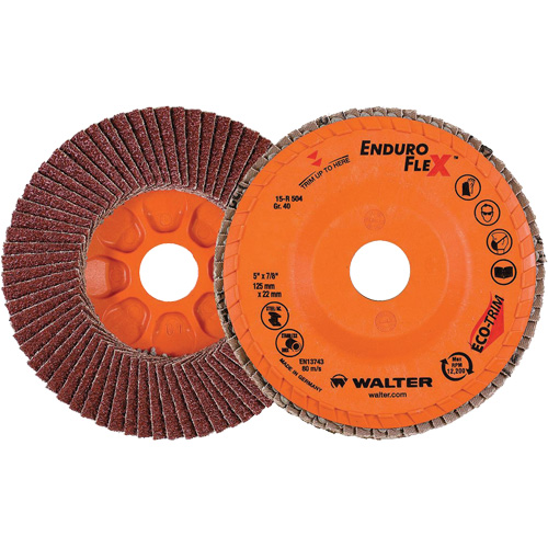 Enduro-Flex Flap Disc, 5" x 7/8", Type 27, 40 Grit, Zirconia Alumina Distribution Jean Lapalme