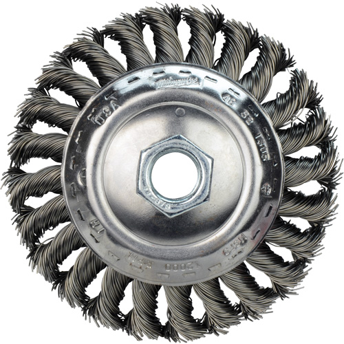 Twist Know Wire Wheel, 4" Dia., 0.02" Fill, 5/8"-11 Arbor, Carbon Steel Distribution Jean Lapalme