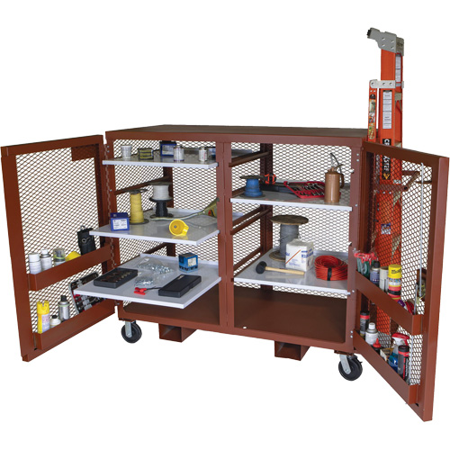 Armoire mobile en treillis, Acier, 49 pi³, Rouge Distribution Jean Lapalme