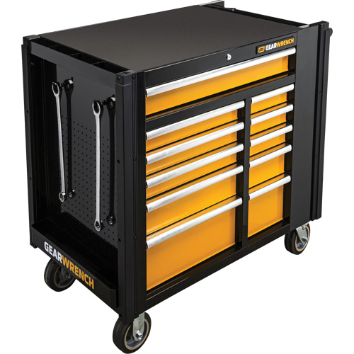 Powered Tool Cart, 11 Drawers, 42-1/2" W x 24-7/16" D x 41" H, Black/Orange Distribution Jean Lapalme