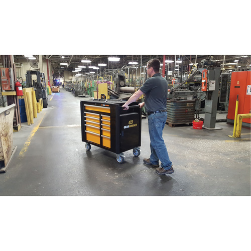 Powered Tool Cart, 11 Drawers, 42-1/2" W x 24-7/16" D x 41" H, Black/Orange Distribution Jean Lapalme