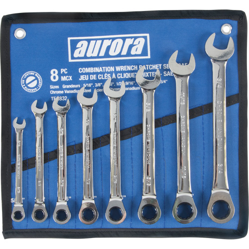 Fixed Head Wrench Set, Combination, 8 Pieces, Imperial Distribution Jean Lapalme