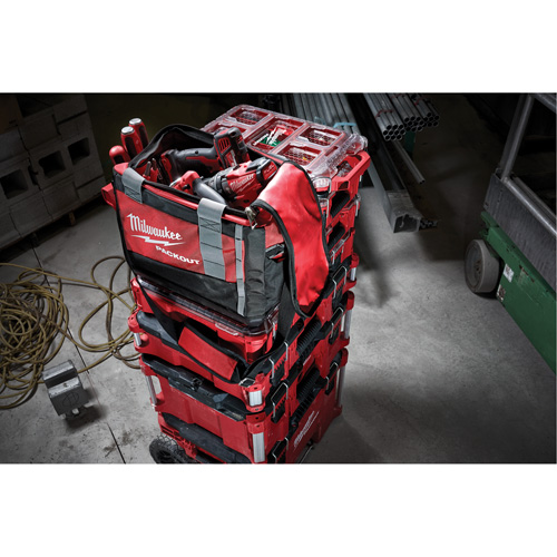 Sacs &agrave; outils Packout, Nylon balistique, 2 pochettes, Noir/Rouge Distribution Jean Lapalme