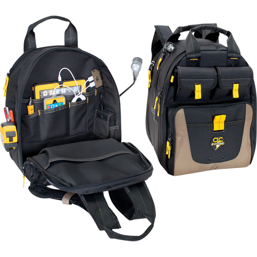 Sac &agrave; dos avec prises de recharge pour appareils &eacute;lectroniques, 15" lo x 10-1/2" la, Noir, Polyester Distribution Jean Lapalme