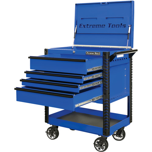 EX Deluxe Series Tool Cart, 4 Drawers, 22-7/8" L x 33" W x 44-1/4" H, Blue Distribution Jean Lapalme