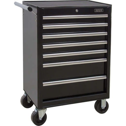 Industrial Tool Cart, 7 Drawers, 27" W x 18-3/4" D x 39" H, Black Distribution Jean Lapalme