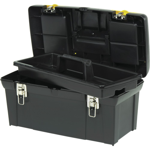 Coffre &agrave; outils avec plateau de s&eacute;rie 2000, 24" la x 11-1/4" p x 11" h, Noir/Jaune Distribution Jean Lapalme