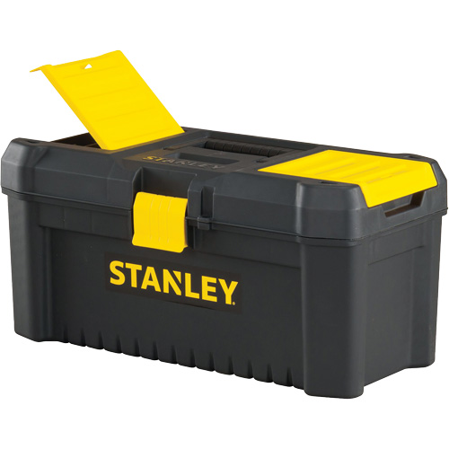 Coffre &agrave; outils avec plateau Essential, 16" la x 8" p x 7-3/10" h, Noir/Jaune Distribution Jean Lapalme
