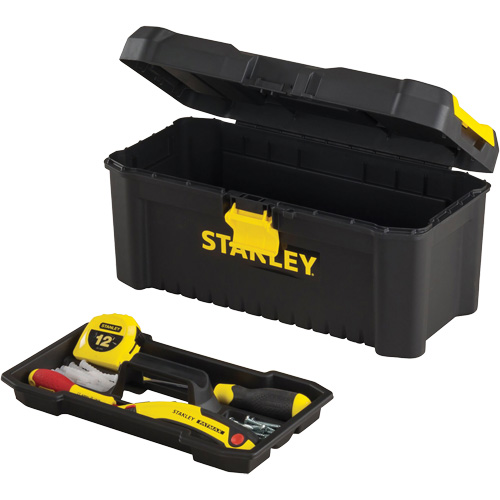 Coffre &agrave; outils avec plateau Essential, 16" la x 8" p x 7-3/10" h, Noir/Jaune Distribution Jean Lapalme