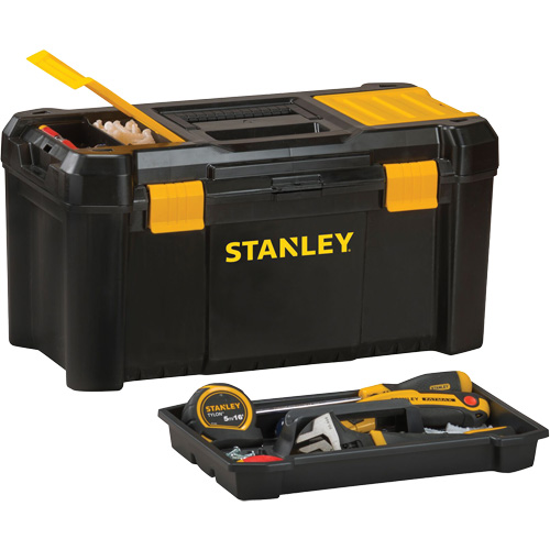 Essential&reg; Tool Box with Tray, 19" W x 9-7/8" D x 9-3/4" H, Black/Yellow Distribution Jean Lapalme