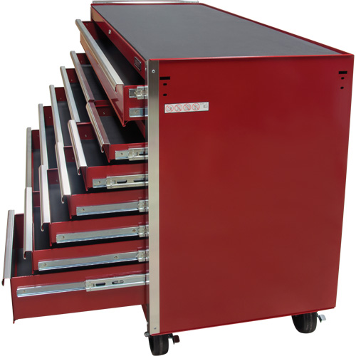 Chariot &agrave; outils industriel, 12 tiroirs, 56" la x 24-1/2" p x 38-1/8" h, Rouge Distribution Jean Lapalme