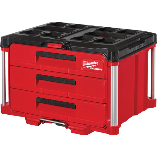 Boîte &agrave; outils avec 3 tiroirs Packout, 16-1/3" x 14-1/3" x 22-1/5", Noir/Rouge Distribution Jean Lapalme