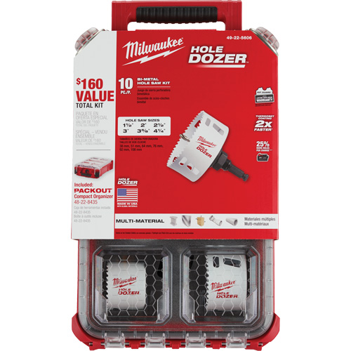 Trousse de scie cloche Packout Hole Dozer, 10 morceaux Distribution Jean Lapalme