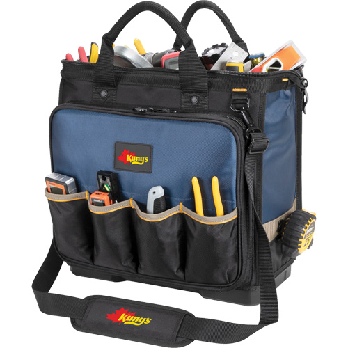 Molded Base Multi-Compartment Technician's Tool Bag, Ballistic Polyester, 54 Pockets, Black/Blue Distribution Jean Lapalme