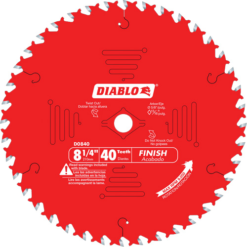 Lames de scie pour entrepreneur - Lames de scie finition, 8-1/4", 40 dents, Pour Bois Distribution Jean Lapalme