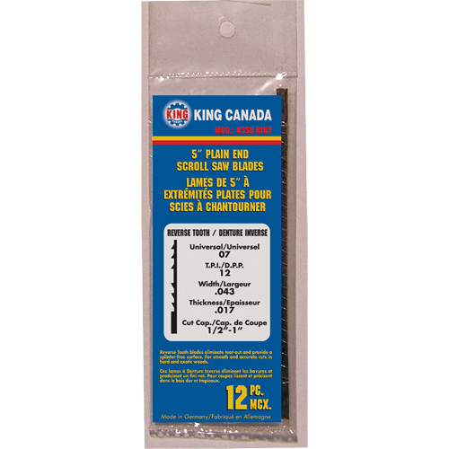 12-Piece Skip Tooth Scroll Saw Blades, Scroll cutting, 0.028" W x 5" L, 23 TPI Distribution Jean Lapalme