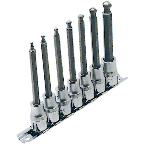 LHSW-3807 SAE 4" Long Ball Nose Socket Set, Hex Ball, 3/8" Drive, 7 Pcs Distribution Jean Lapalme