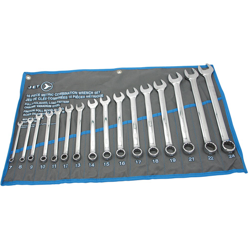 Fully Polished Long Pattern Combination Wrench Set, Combination, 16 Pieces, Metric Distribution Jean Lapalme