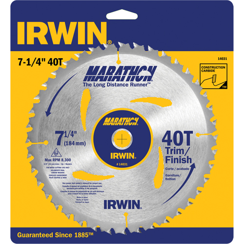 Lames de scie pour entrepreneur - Lames de scie Marathon, 7-1/4", 40 dents, Pour Bois Distribution Jean Lapalme
