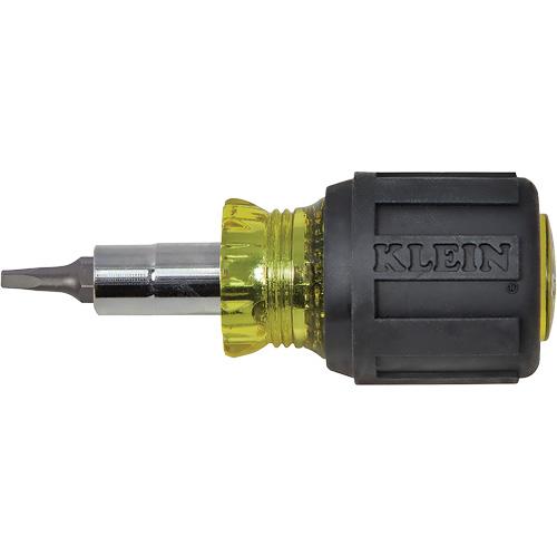 Stubby Multi-Bit Screw Driver With Sq.Recess, 3-1/5" L, Cushion Grip Handle Distribution Jean Lapalme