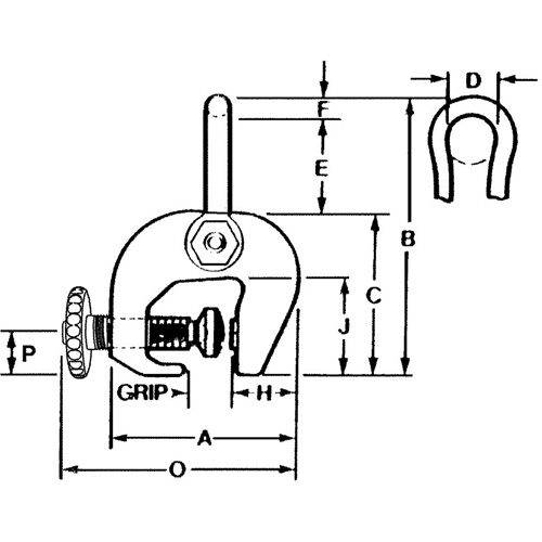 SAC Plate Clamp, 12000 lbs. (6 tons), 0" - 3" Jaw Opening Distribution Jean Lapalme