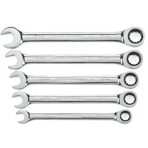 72-Tooth 12 Point Ratcheting Wrench Set, Combination, 5 Pieces, Metric Distribution Jean Lapalme