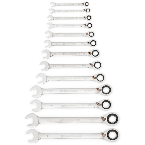 72-Tooth 12 Point Reversible Ratcheting SAE Wrench Set, Combination, 13 Pieces, Imperial Distribution Jean Lapalme