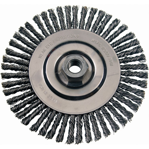 Wire Wheel Brushes, 4-7/8" Dia., 0.02" Fill, 5/8"-11 Arbor, Stainless Steel Distribution Jean Lapalme