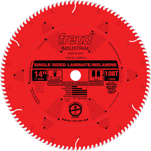 Lames de scie industrielle TCS pour panneaux de particules, 14", 108 dents, Pour Stratifi&eacute; Distribution Jean Lapalme