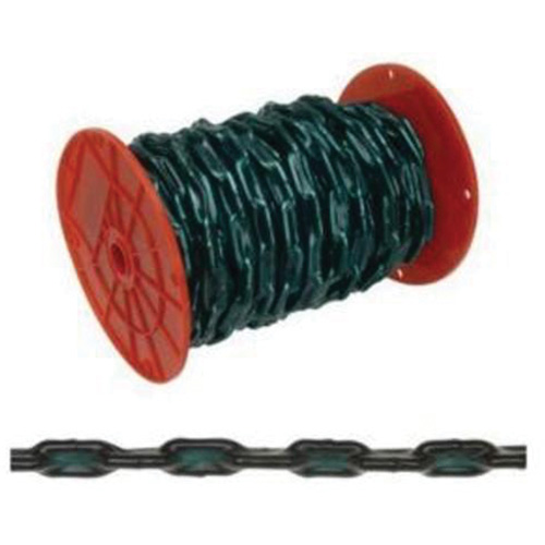 Chaîne droite avec gaine verte, Acier &agrave; faible teneur en carbone, 2/0 x 60' (18,3 m) l, Charge d'utilisation 520 lb (0,26 tonne) Distribution Jean Lapalme