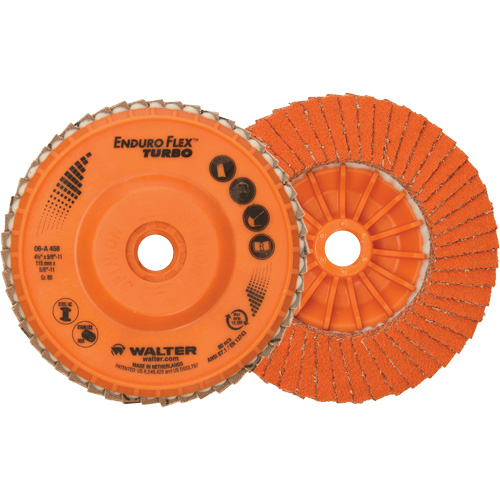 Disque &agrave; lamelles Enduro-Flex Turbo, 4-1/2" x 5/8"-11, Type 27S, Grain 80, C&eacute;ramique Distribution Jean Lapalme