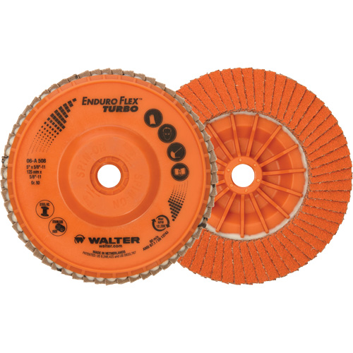 Disque &agrave; lamelles Enduro-Flex Turbo, 5" x 5/8"-11, Type 27S, Grain 80, C&eacute;ramique Distribution Jean Lapalme