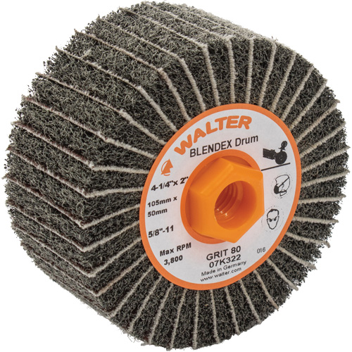 ALLSTEEL Two-In-One Finishing Drums, 4-1/4" Dia. x 2" W, 5/8"-11 Arbor, 80 Grit Distribution Jean Lapalme
