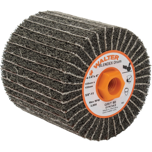 ALLSTEEL Two-In-One Finishing Drums, 4-1/4" Dia. x 4" W, 5/8"-11 Arbor, 80 Grit Distribution Jean Lapalme