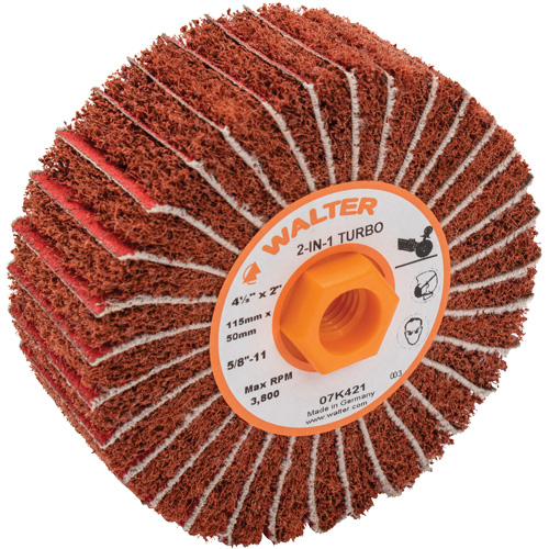 Two-In-One Turbo Drums, 4-1/2" Dia. x 2" W, 5/8"-11 Arbor, 60 Grit Distribution Jean Lapalme