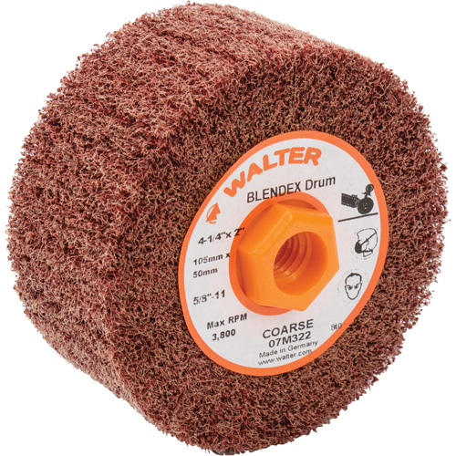 ALLSTEEL Blendex Surface Conditioning Drum, 4-1/4" Dia. x 2" W, 5/8"-11 Arbor, Coarse Grit Distribution Jean Lapalme