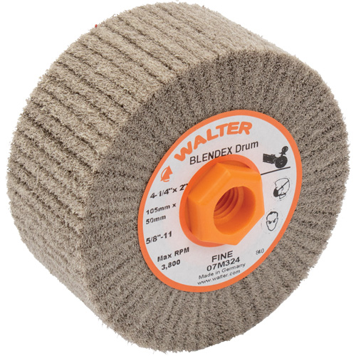 ALLSTEEL Blendex Surface Conditioning Drum, 4-1/4" Dia. x 2" W, 5/8"-11 Arbor, Fine Grit Distribution Jean Lapalme