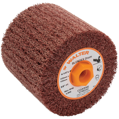 ALLSTEEL Blendex Surface Conditioning Drum, 4-1/4" Dia. x 4" W, 5/8"-11 Arbor, Coarse Grit Distribution Jean Lapalme