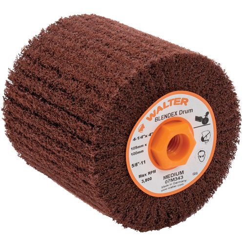 Tambour de conditionnement de surface Blendex ALLSTEEL, 4-1/4" dia. x 4" la, 5/8"-11 Arbre, Grain Moyen Distribution Jean Lapalme