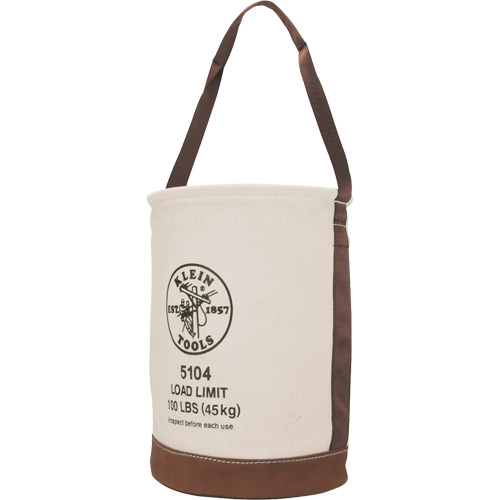 Bucket with Leather Bottom, 17" H, Canvas, Beige Distribution Jean Lapalme