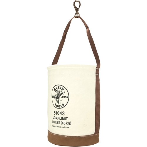 Leather-Bottom Bucket, 17" H, Canvas, White Distribution Jean Lapalme