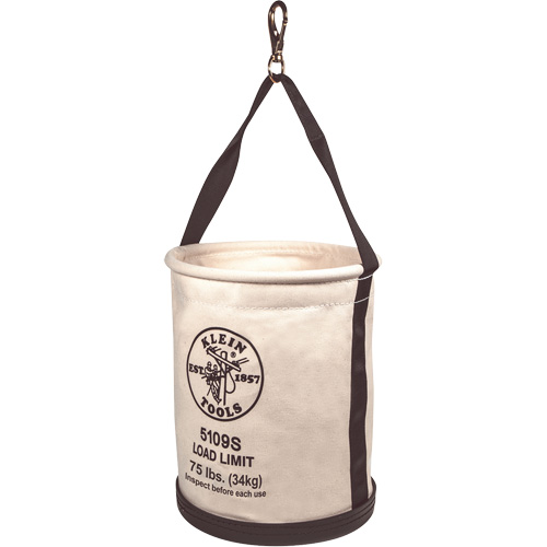 Canvas Bucket, Straight Wall with Swivel Snap and Drain Holes, Canvas, 12" Dia. x 15" H, 75 lbs. Load Rating Distribution Jean Lapalme