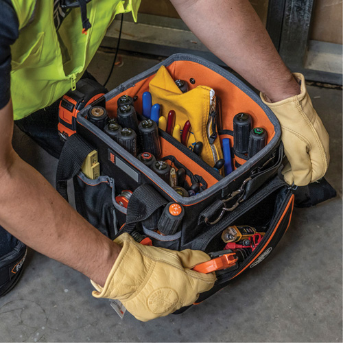 Tradesman Pro Tool Tote, Ballistic Nylon, 40 Pockets, Black/Orange Distribution Jean Lapalme